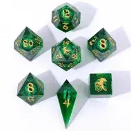 HYMGHO Always Watching Dragon's Eye Sharp Edge Resin Dice Set - Green