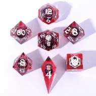 HYMGHO Always Watching Sneering Skull Sharp Edge Resin Dice Set - Red