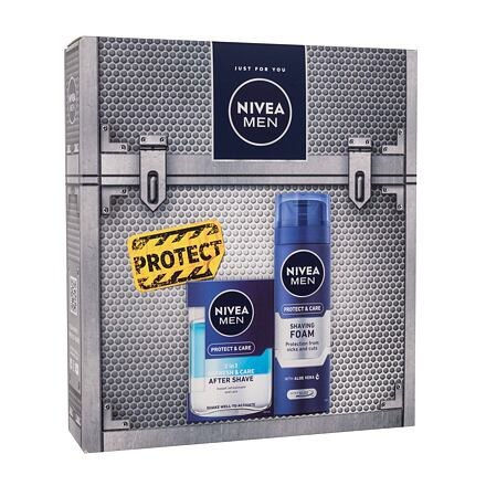 Nivea Men Protect & Care : pečující voda po holení Men Protect & Care 2in1 100 ml + pěna na holení Men Protect & Care 200 ml