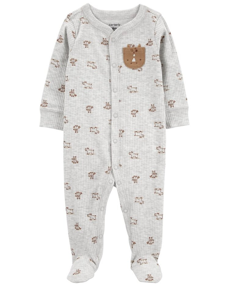 CARTER'S Overal na druky Sleep&Play Gray Animal kluk 6m/vel. 68