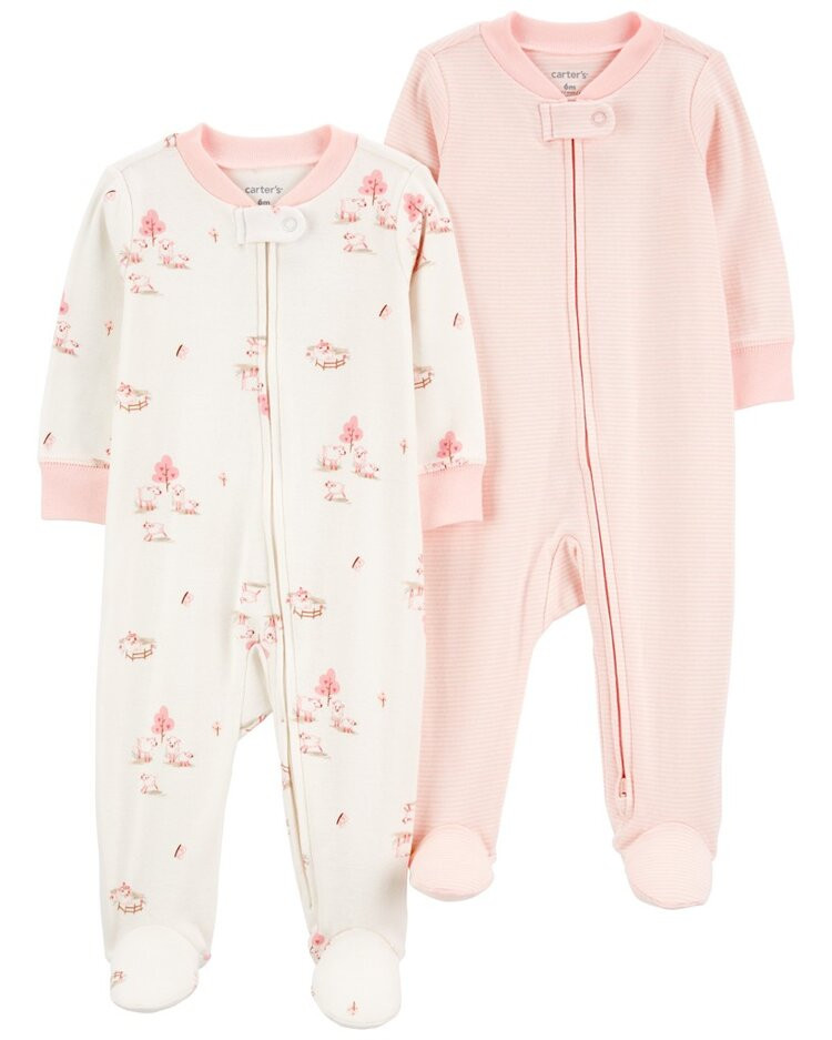 CARTER'S Overal na zip Sleep&Play Pink Sheep/Stripe holka 2ks 9m/vel. 74