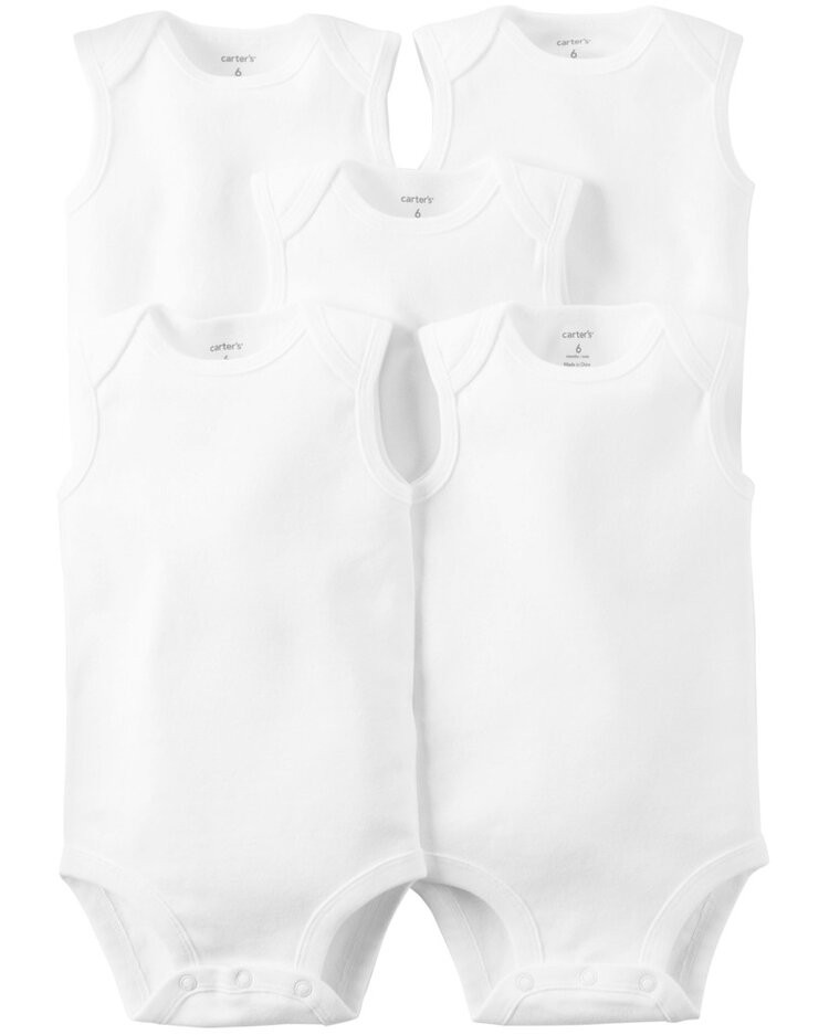 CARTER'S Body bez rukávů White neutral 5ks 3m/vel. 62