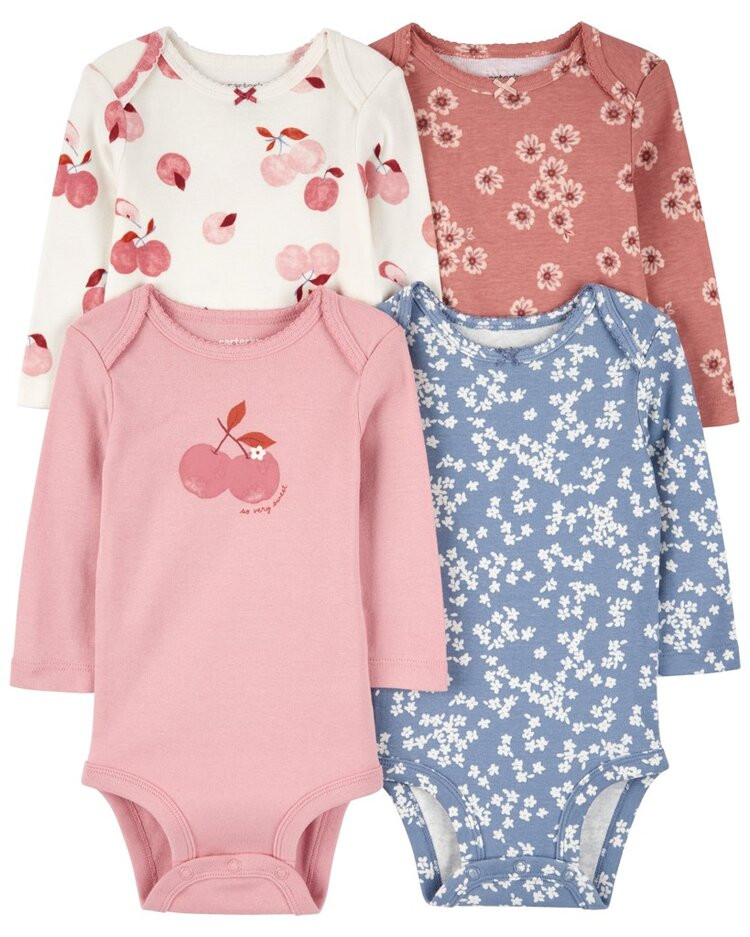 CARTER'S Body dlouhý rukáv Pink/Blue Floral holka 4ks 3m/vel. 62