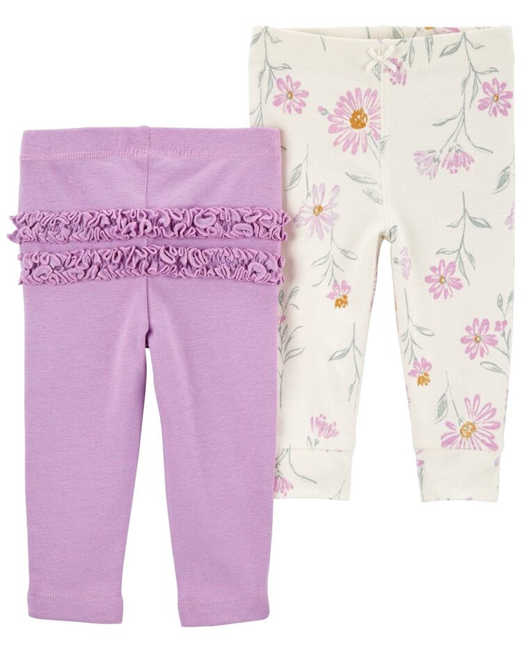 CARTER'S Tepláky/legíny Purple Floral holka 2ks 24m/vel. 92