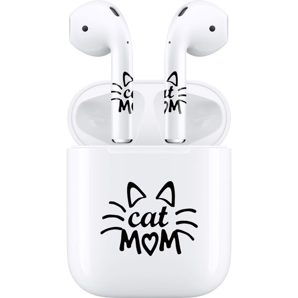 RockMax skin Art dekorativní nálepka pro AirPods 1/2 Gen.+nabíjecí pouzdro Cat Mom