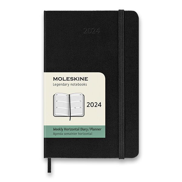 DIÁŘ MOLESKINE 2024 - TVRDÉ DESKY - S, TÝDENNÍ, HORIZONTÁLNÍ, ČERNÝ