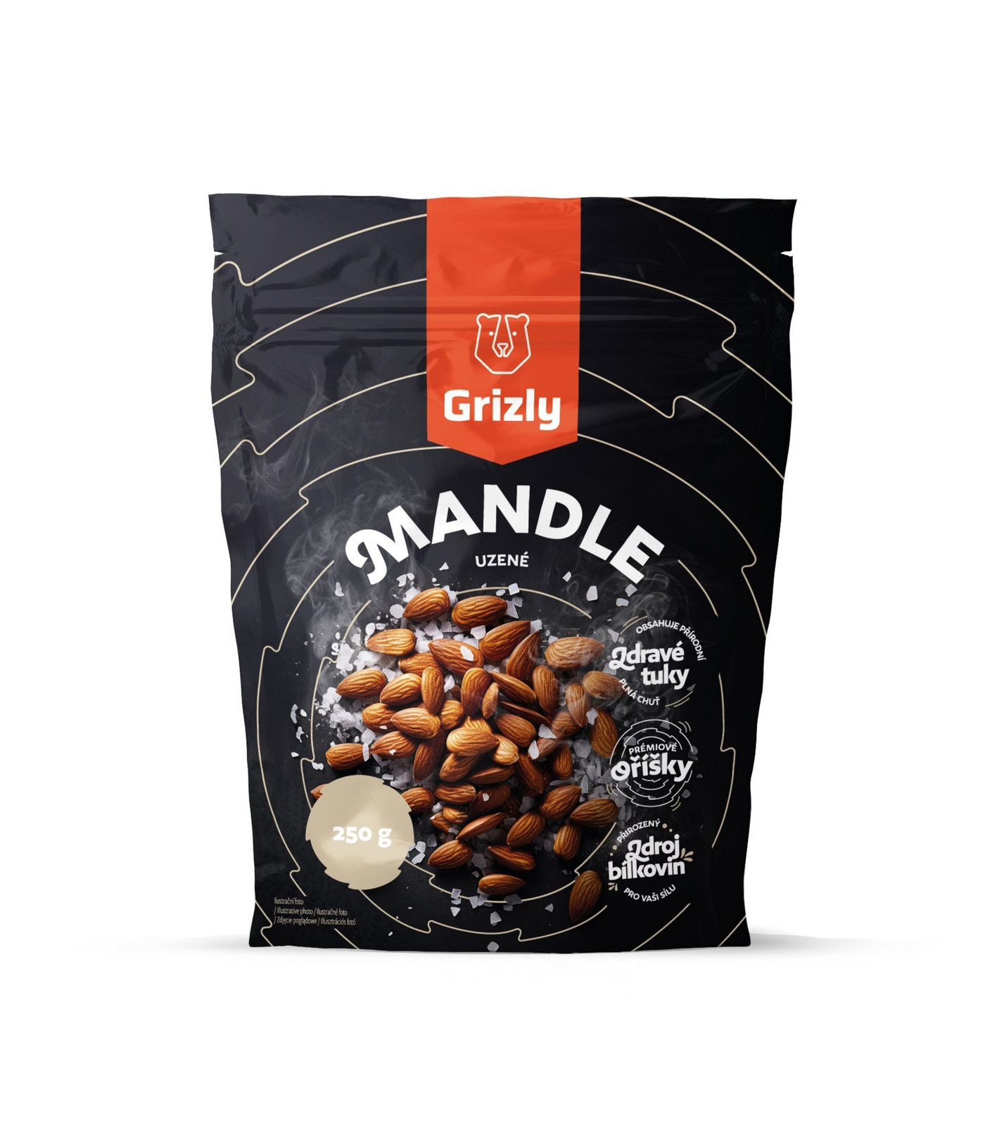 GRIZLY Mandle uzené 250 g expirace