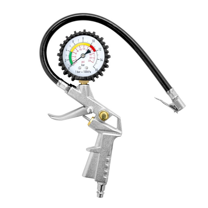 Pneuhustič s tlakoměrem, 0-16 bar, hadička 30 cm - Genborx