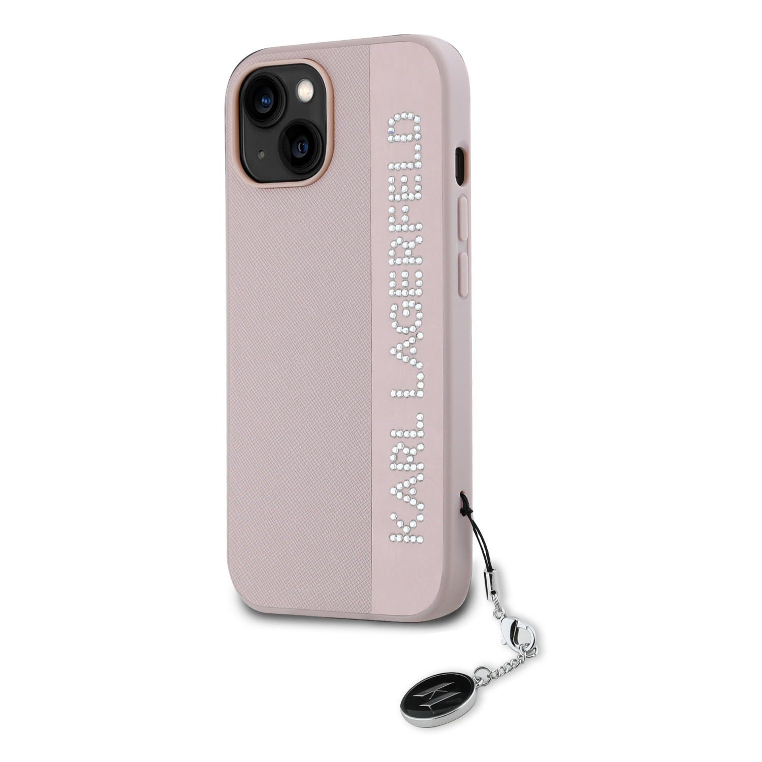 Zadní kryt Karl Lagerfeld PU Saffiano Rhinestone Charm pro Apple iPhone 14, růžová