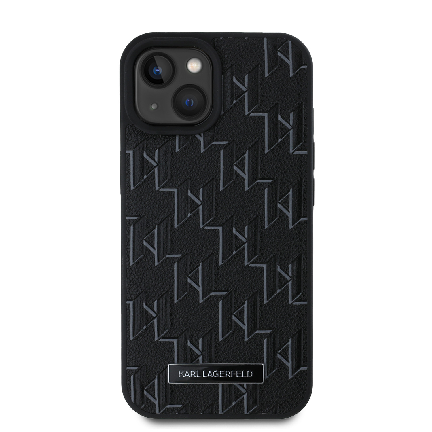 Zadní kryt Karl Lagerfeld PU Leather Monogram Metal Logo Magsafe pro Apple iPhone 15, béžová