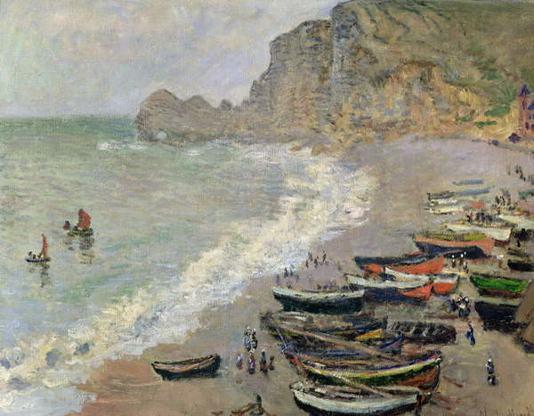 Claude Monet Obrazová reprodukce Etretat, beach and the Porte d'Amont, 1883, Claude Monet, 40 × 30 cm