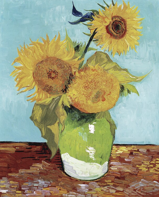 Vincent Van Gogh Obrazová reprodukce Vase with Three Sunflowers, Vincent Van Gogh, 30 × 40 cm