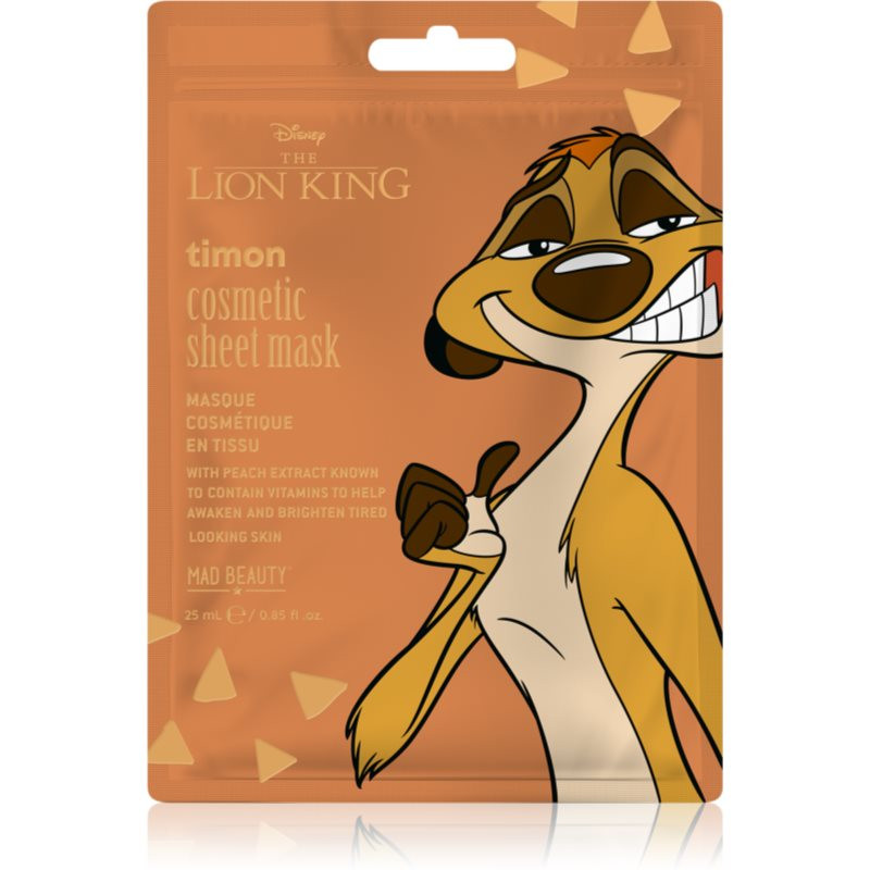 Mad Beauty Lion King Timon plátýnková maska pro intenzivní hydrataci 25 ml