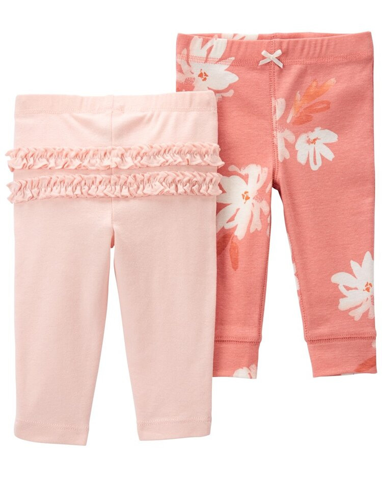 CARTER'S Tepláky/legíny Pink Floral holka 2ks 24m/vel. 92