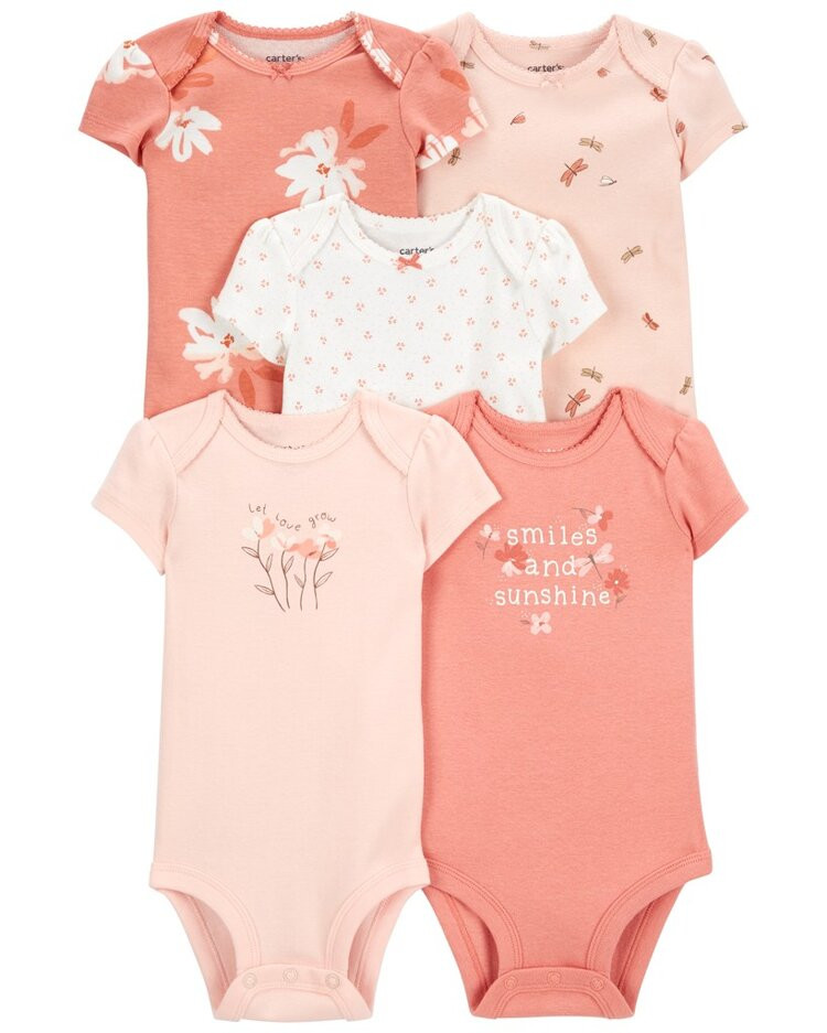 CARTER'S Body krátký rukáv Pink Floral holka 5ks 6m/vel. 68