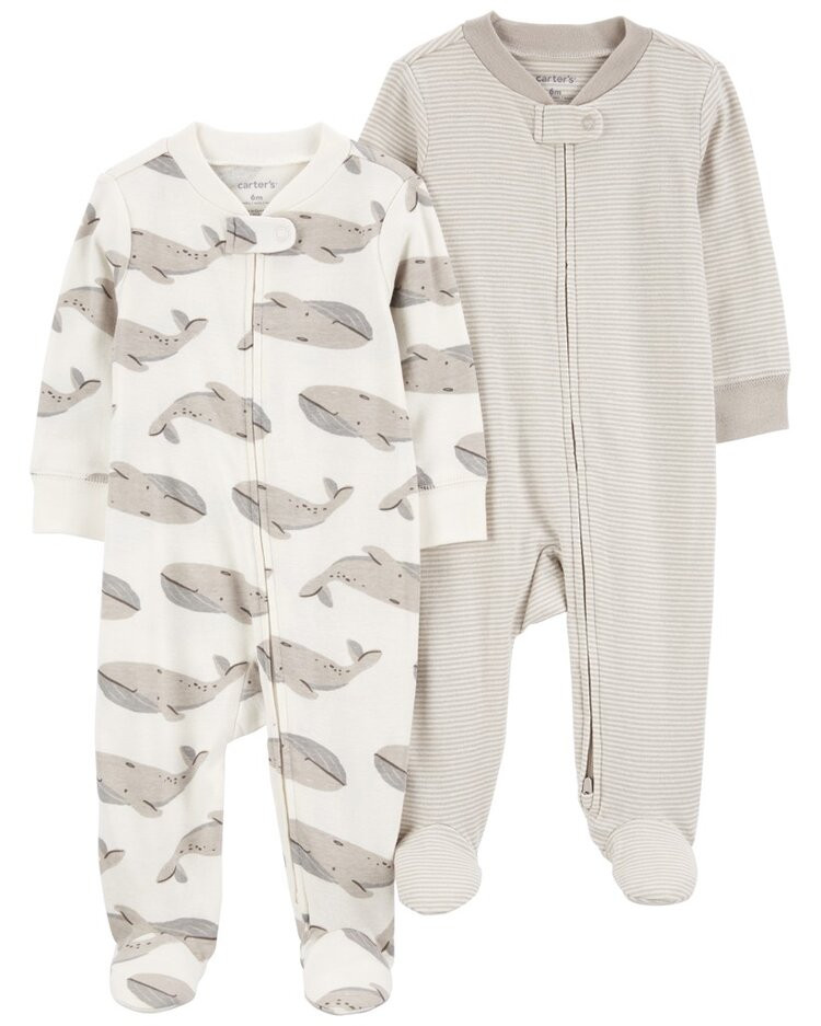 CARTER'S Overal na zip Sleep&Play Gray Whale/Stripe neutral 2ks NB/vel. 56