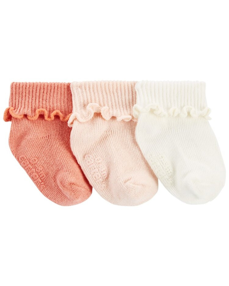 CARTER'S Ponožky Pink Ribbed holka LBB 3 ks 0-3m