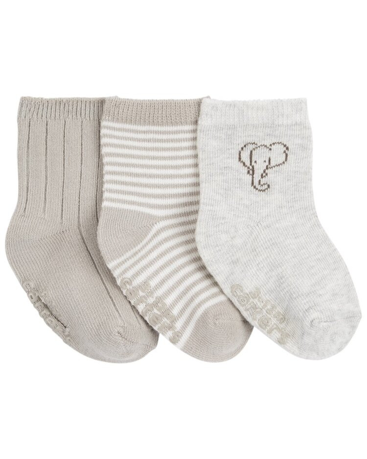 CARTER'S Ponožky White-Grey Elephant neutral LBB 3 ks, NB/vel. 56