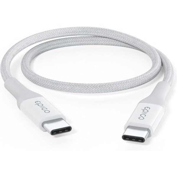 Epico pletený PD kabel 0.3m USB-C na USB-C bílý