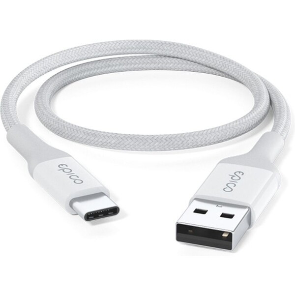 Epico pletený kabel 0.3m USB-C na USB-A bílý