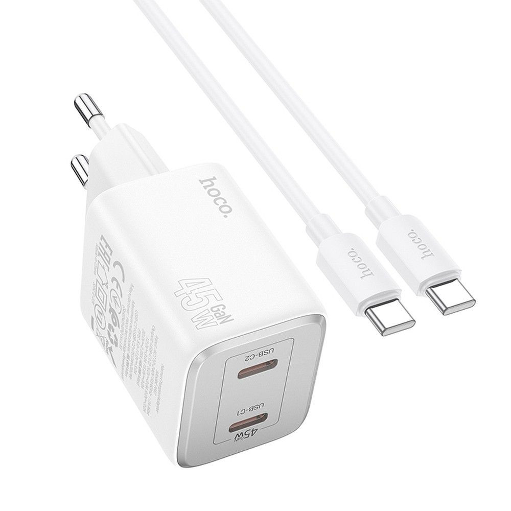 Rychlonabíječka HOCO N42 včetně USB-C datového kabelu bílá 45W 126019