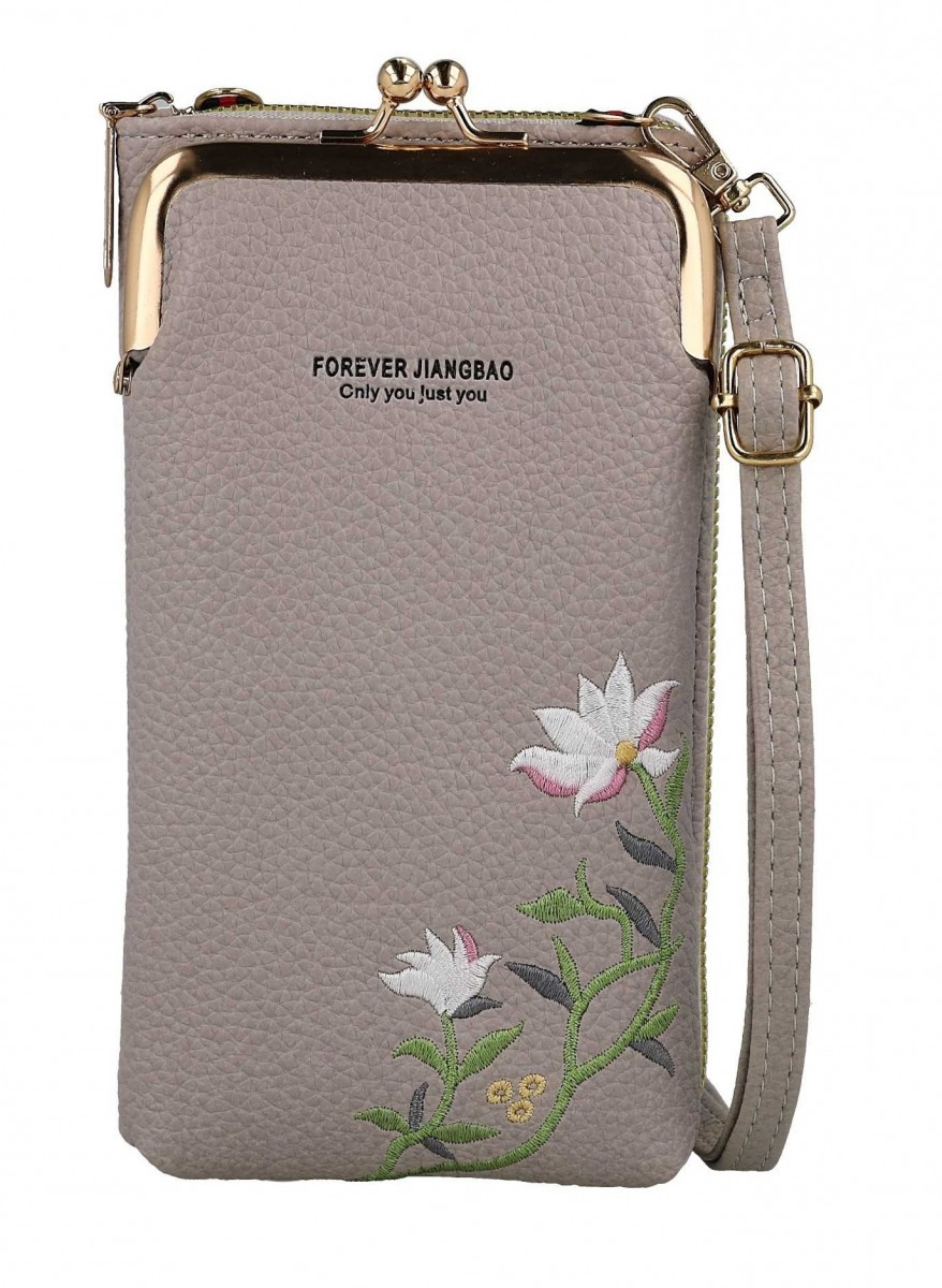 Kabelka TopQ Flower na mobil s popruhem béžová 125824