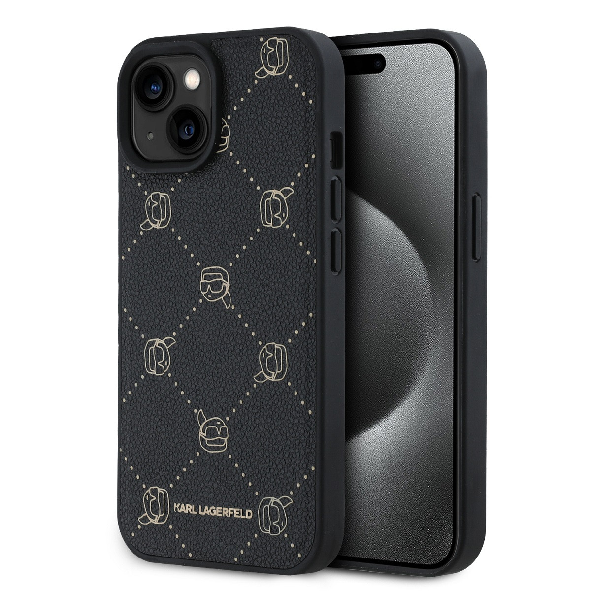 Karl Lagerfeld PU Karl Heads Pattern Magsafe Zadní Kryt pro iPhone 15 Black