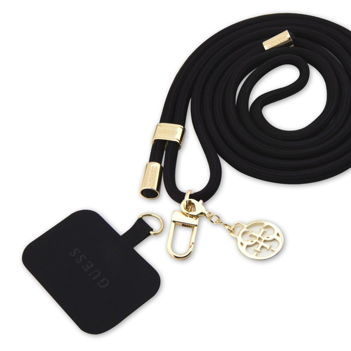 Crossbody Popruh Guess Cord 4G Charm Gold-Black