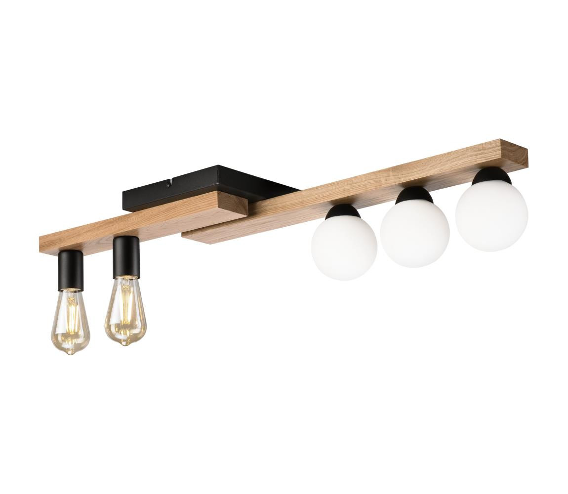 Přisazený lustr MATTE 2xE27/15W/230V + 3xG9/5W/230V černá/dub
