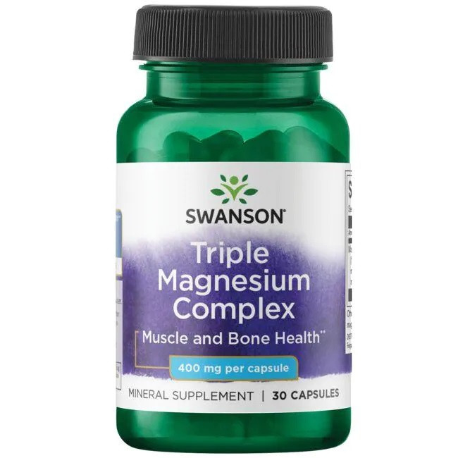Swanson Triple magnesium Complex, hořčík ze 3 zdrojů, 400 mg, 30 kapslí