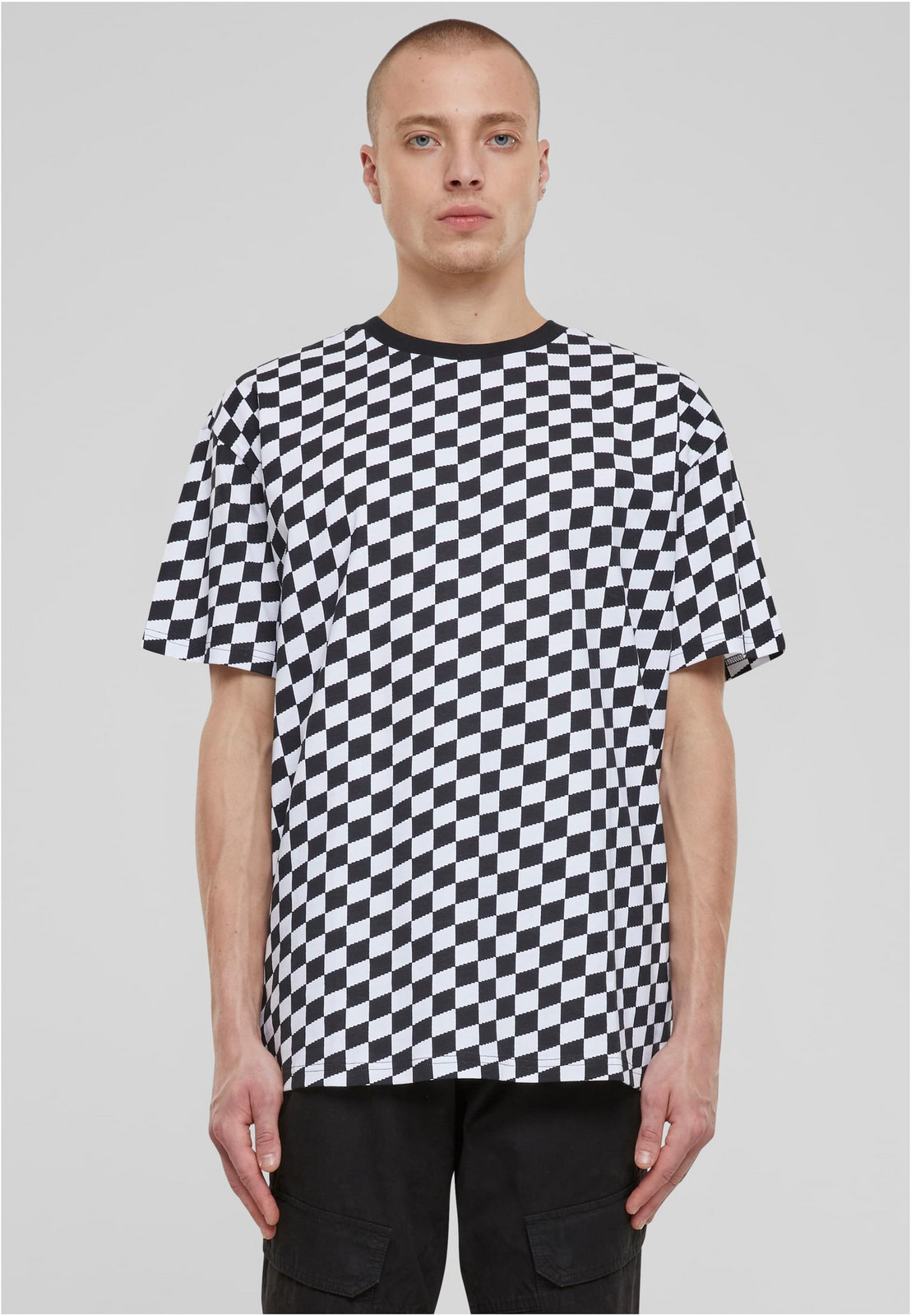 Pánské tričko Oversized Check černé/bílé