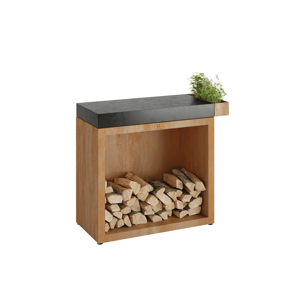 Pevný pracovní stůl OFYR Butcher Block Storage 90 Corten Ceramic Dark Grey