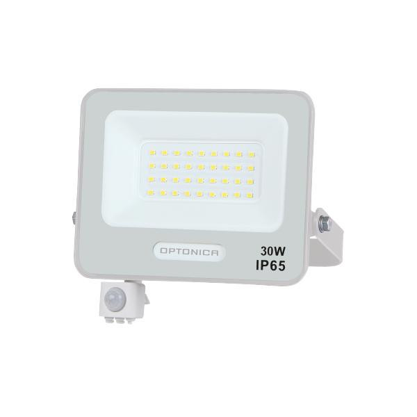 Optonica LED SMD reflektor IP65 bílé Body s čidlo 30W Neutrální bílá