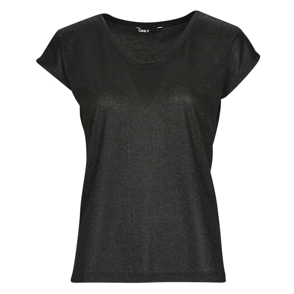 Only  ONLSILVERY S/S V NECK LUREX TOP JRS  Černá