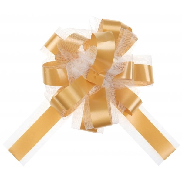 Mašle Kokarda stahovací s tylem  žlutá 1ks