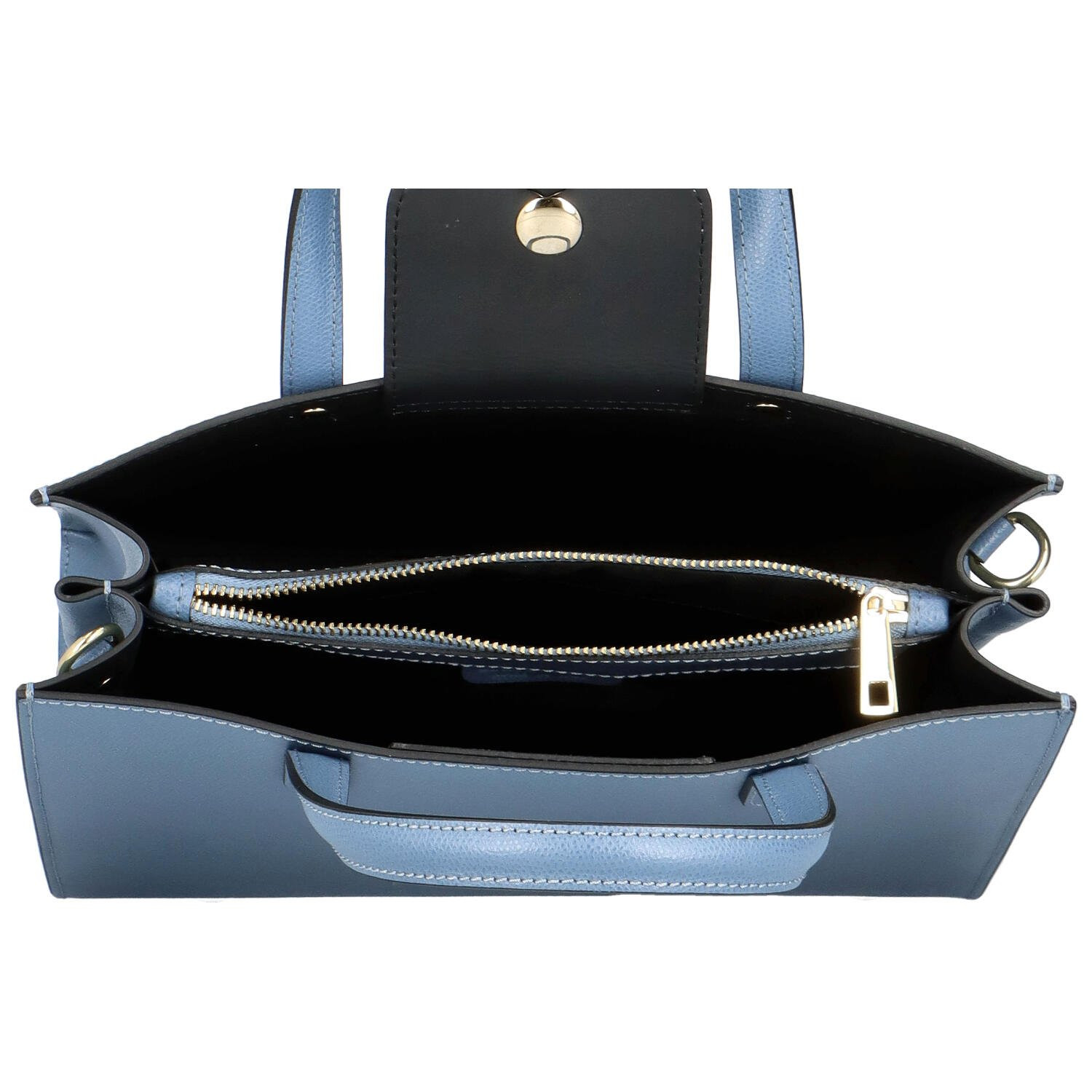 Luxusní dámská kožená kabelka do ruky Amada, džínově modrá