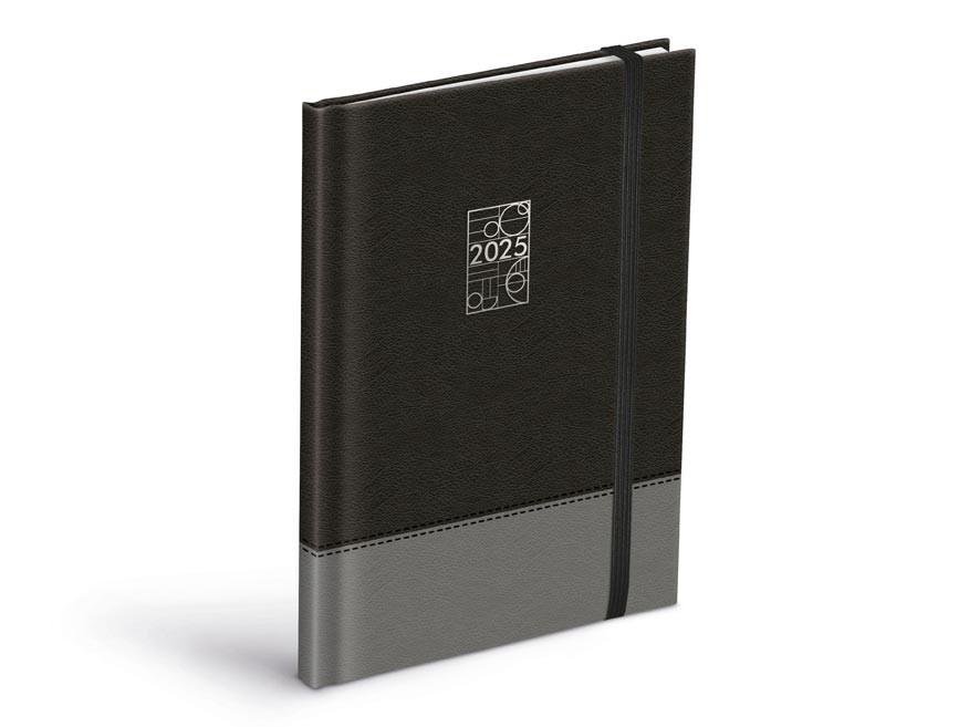 MFP 7781380 Diář 2025 T805 PU black/gray s gumkou týdenní