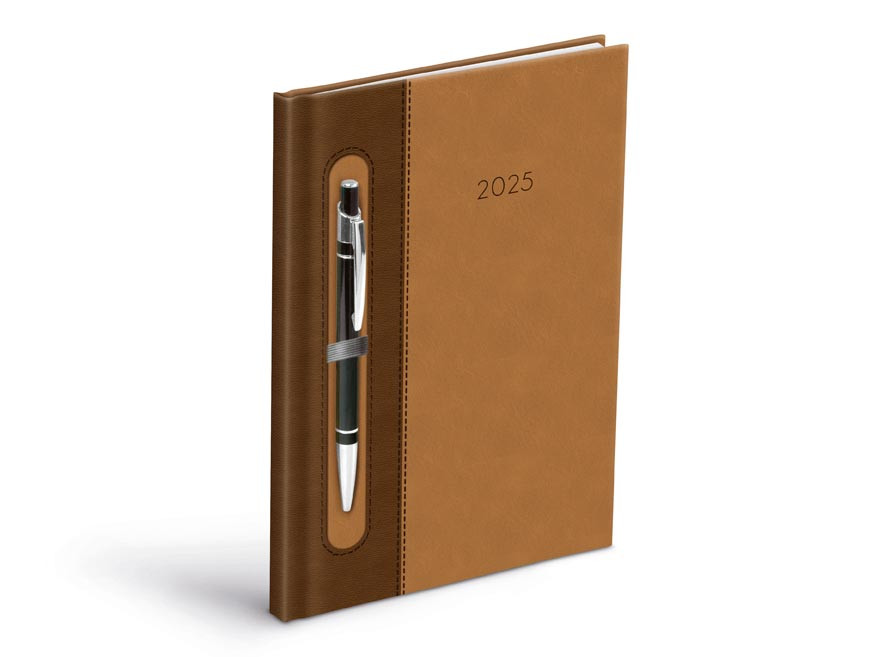 MFP 7781378 Diář 2025 T805 PU brown/dark brown - na propisku týdenní