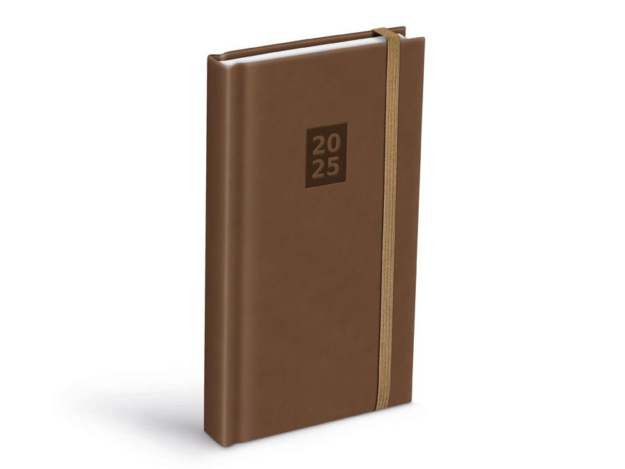 MFP 7781396 Diář 2025 D802 PU s gumkou beige 90x170mm denní