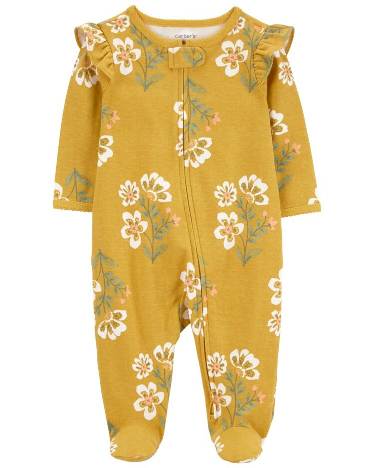 CARTER'S Overal na zip Sleep&Play Mustard Floral holka 9m/vel. 74