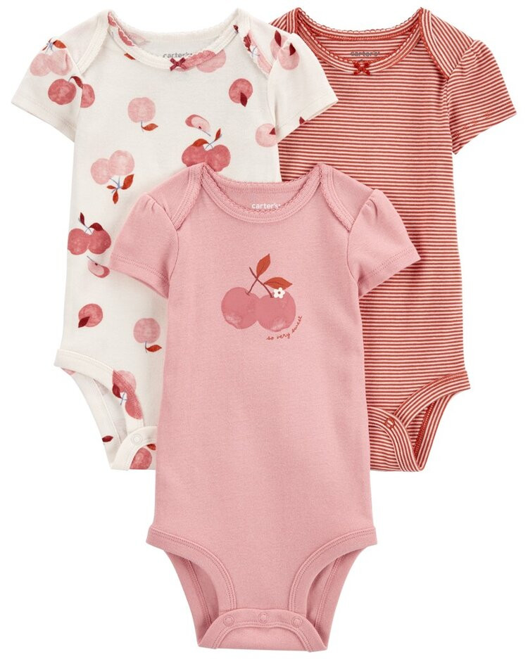 CARTER'S Body krátký rukáv Pink Cherry holka 3ks 6m/vel. 68