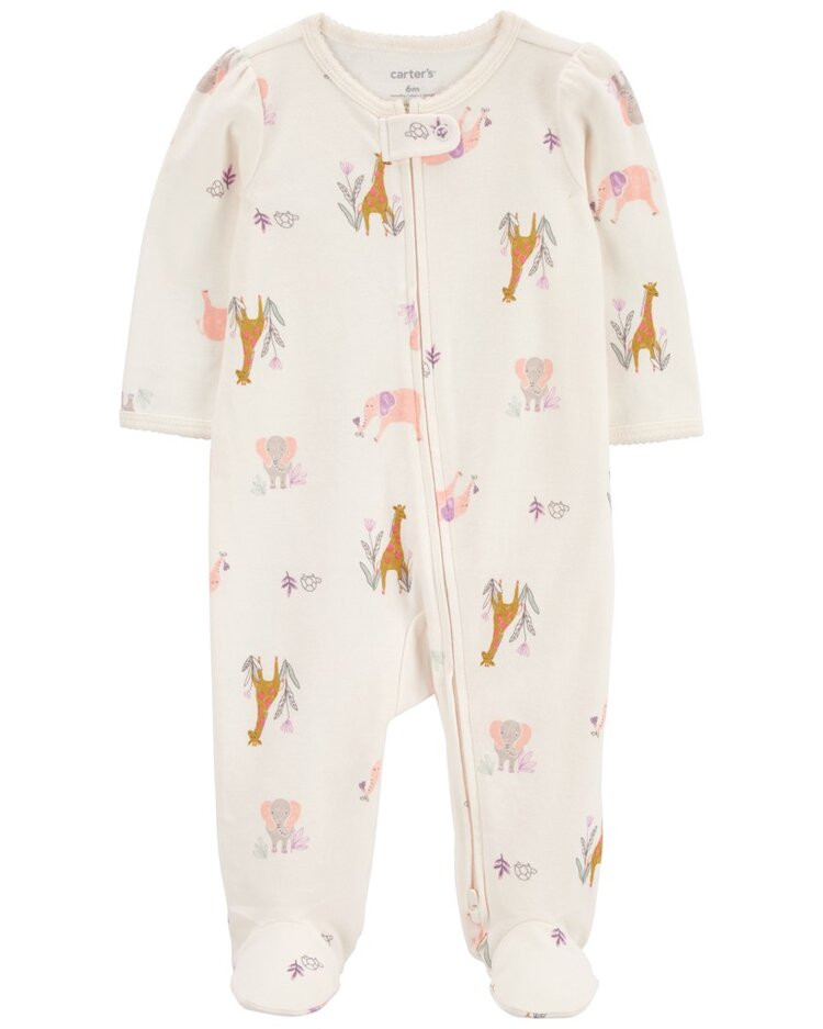 CARTER'S Overal na zip Sleep&Play Ivory Animal holka 6m/vel. 68