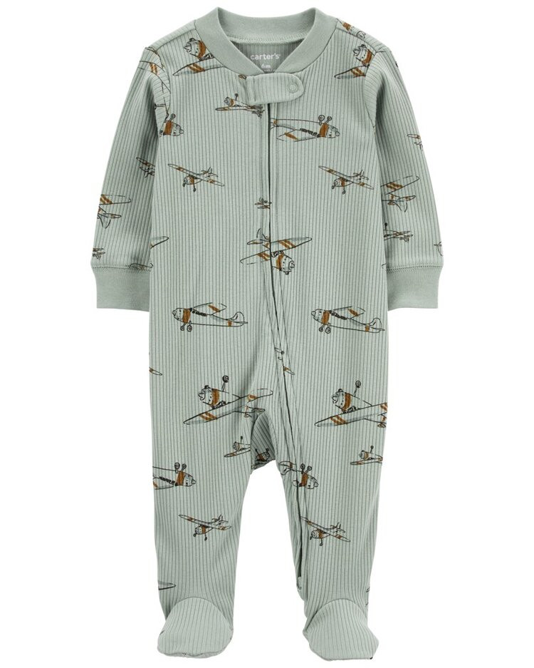 CARTER'S Overal na zip Sleep&Play Olive Airplane kluk 6m/vel. 68