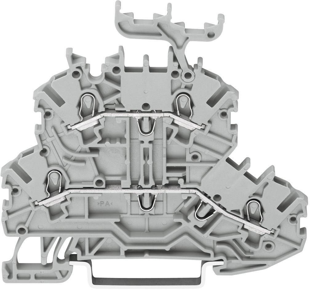 WAGO 2000-2201 dvojitá průchodková svorka 3.50 mm pružinová svorka osazení: L, L šedá 1 ks