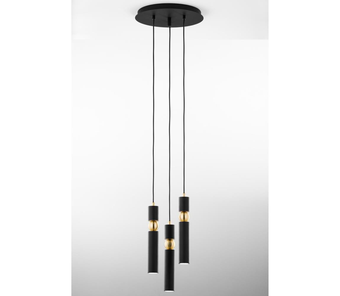 Jupiter Jupiter 2013 - Lustr na lanku ALAS 3xGU10/10W/230V černá/zlatá