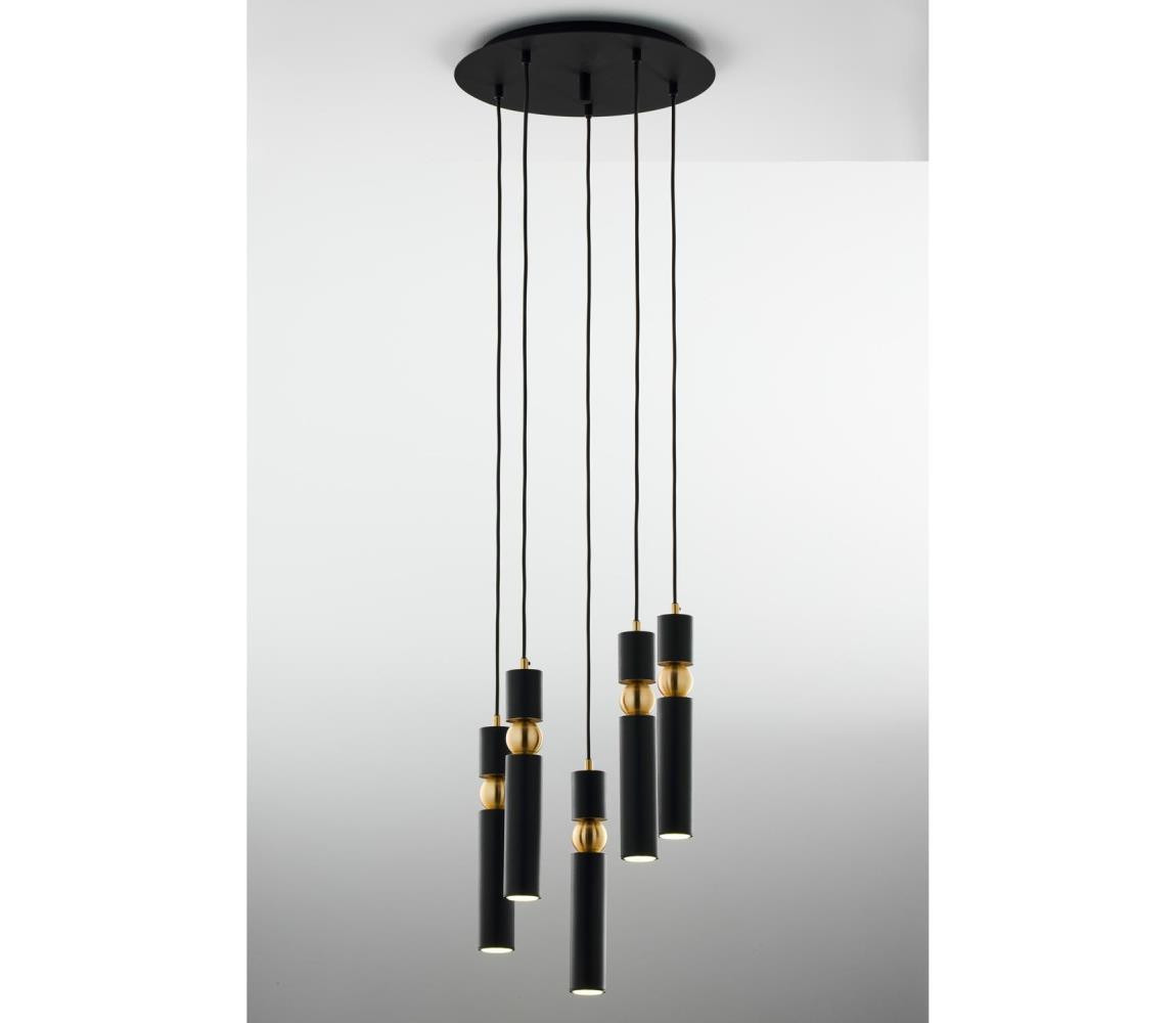 Jupiter Jupiter 2014 - Lustr na lanku ALAS 5xGU10/10W/230V černá/zlatá