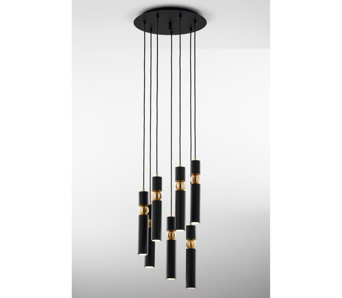 Jupiter Jupiter 2015 - Lustr na lanku ALAS 7xGU10/10W/230V černá/zlatá