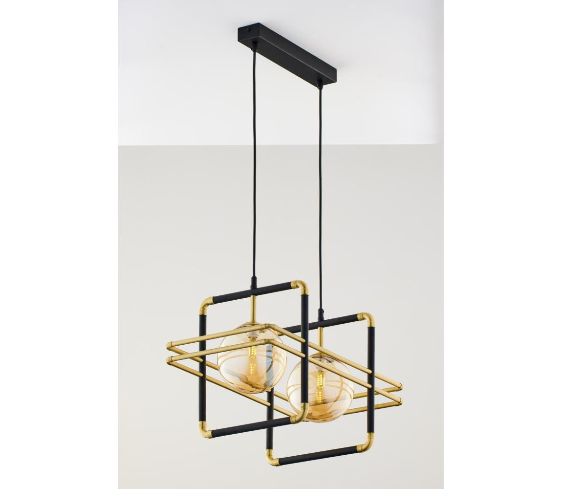 Jupiter Jupiter 2026 - Lustr na lanku FIORI 2xG9/10W/230V černá/zlatá/béžová