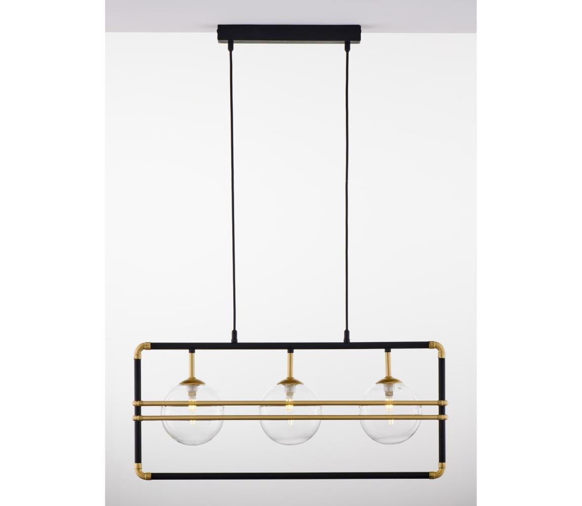 Jupiter Jupiter 2030 - Lustr na lanku FIORI 3xG9/10W/230V černá/zlatá/čirá