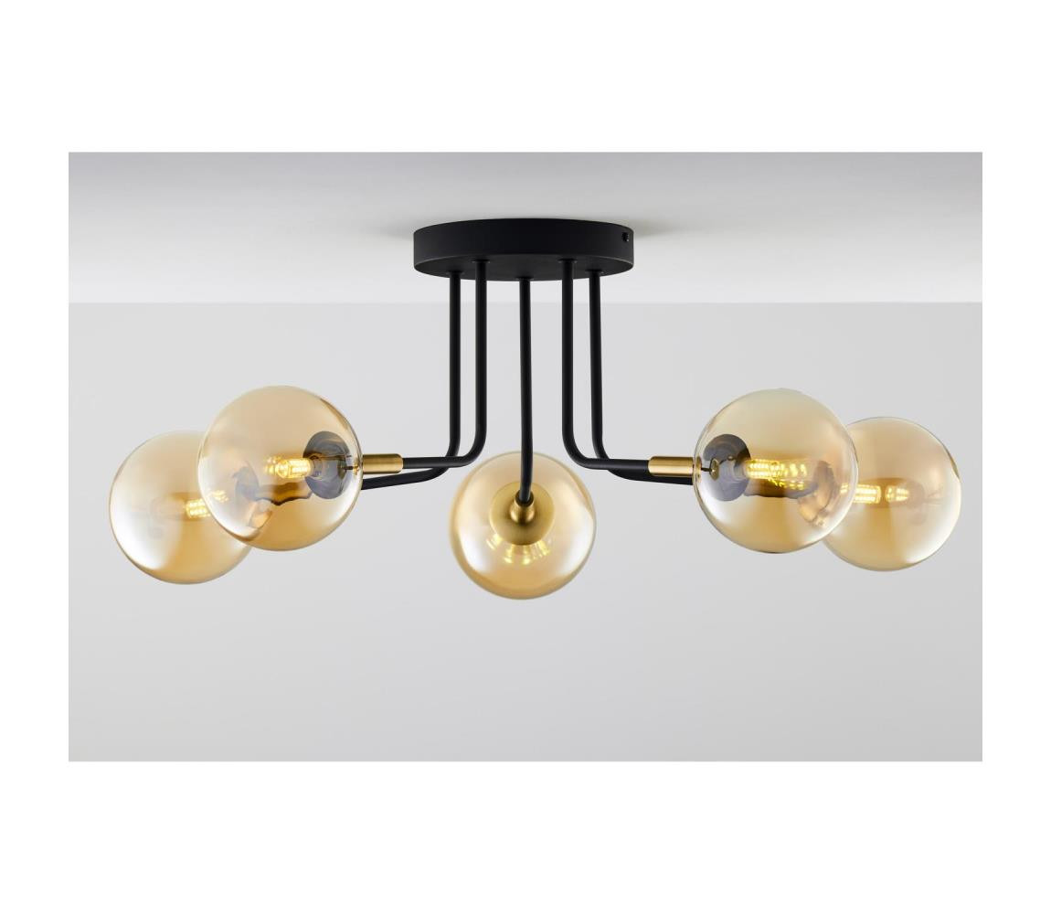 Jupiter Jupiter 2038 - Lustr na tyči BURANO 5xG9/10W/230V černá/zlatá/béžová